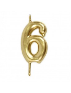 Vela Número 6 Dourado